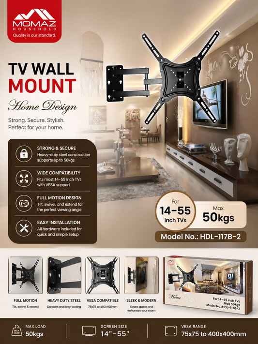 Momaz TV Wall Mount – Model HDL-117B-2