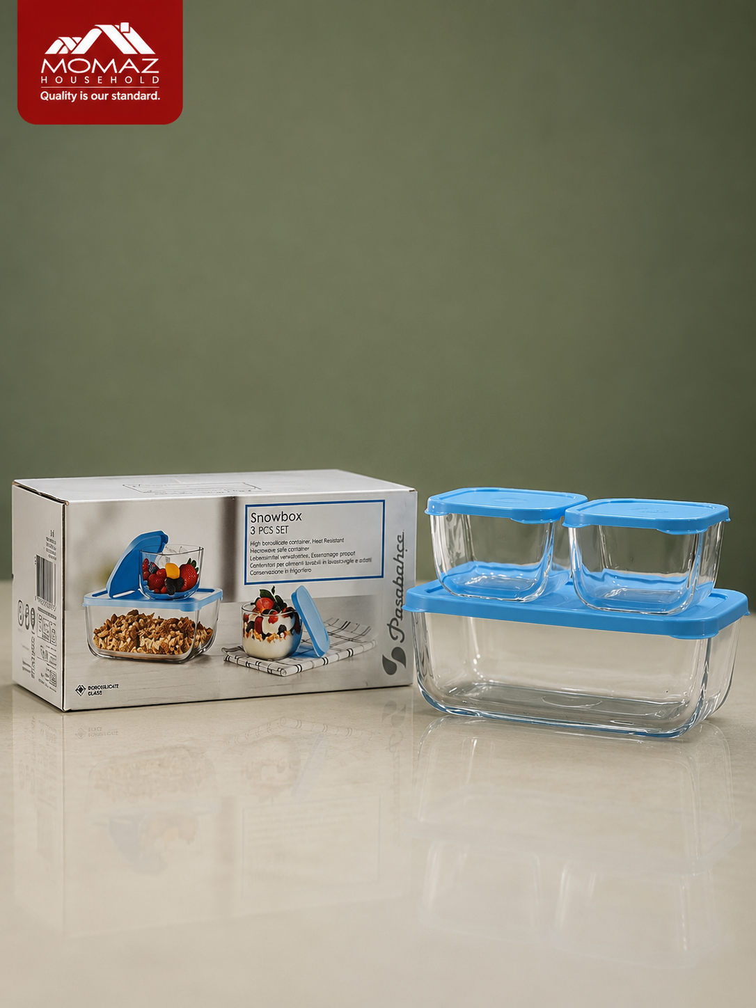 Momaz Borosilicate Glass Food Container Set – 3 Pieces