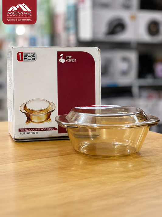 Momaz Borosilicate Glass Bowl with Lid – 1L