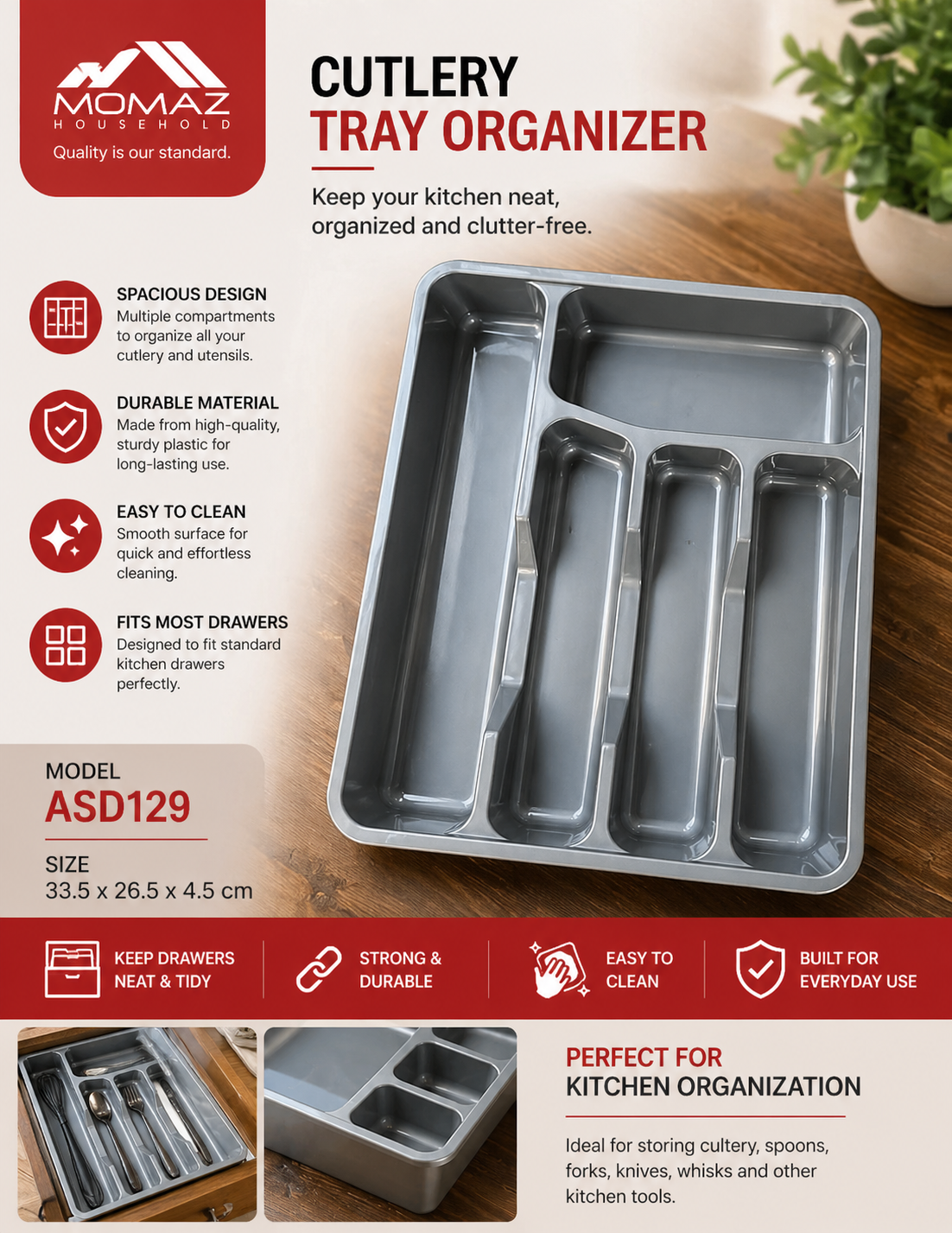 Momaz Cutlery Tray Organizer – Model ASD129