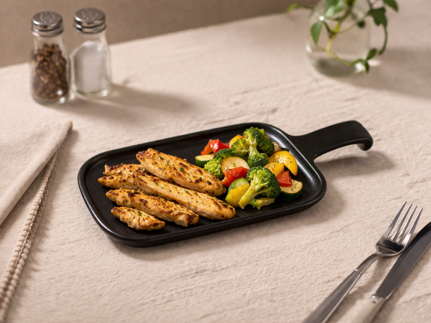 Momaz Aurora Matte Black Serving Tray with Handle – Elegant Presentation (AUR8013 / AUR8015)