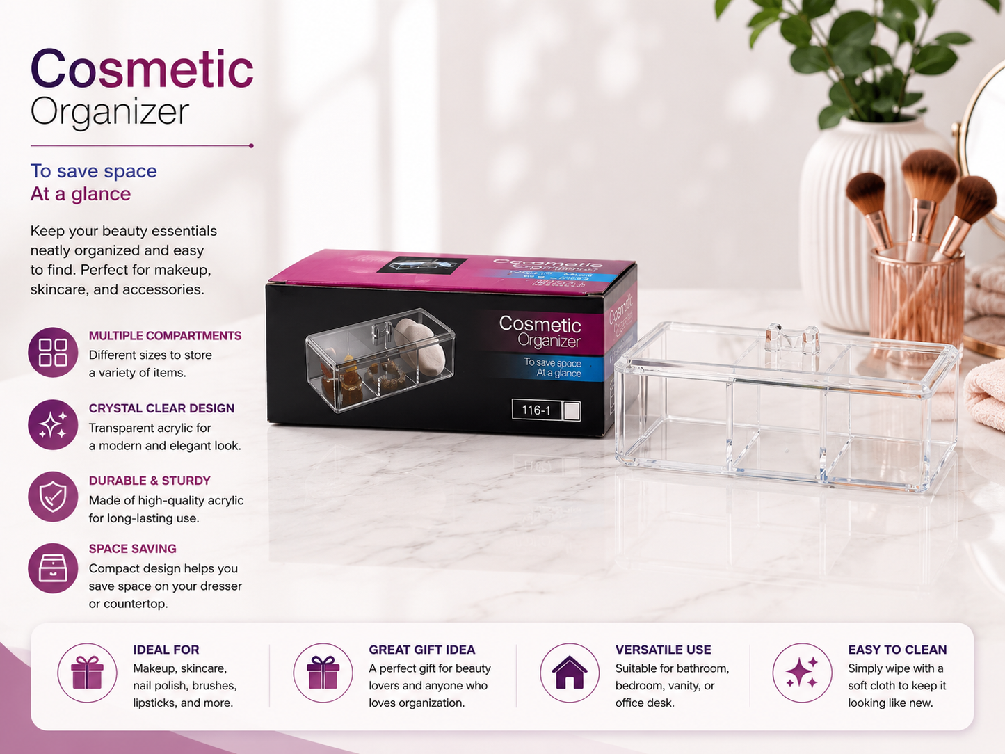 Momaz Cosmetic Organizer with Lid
