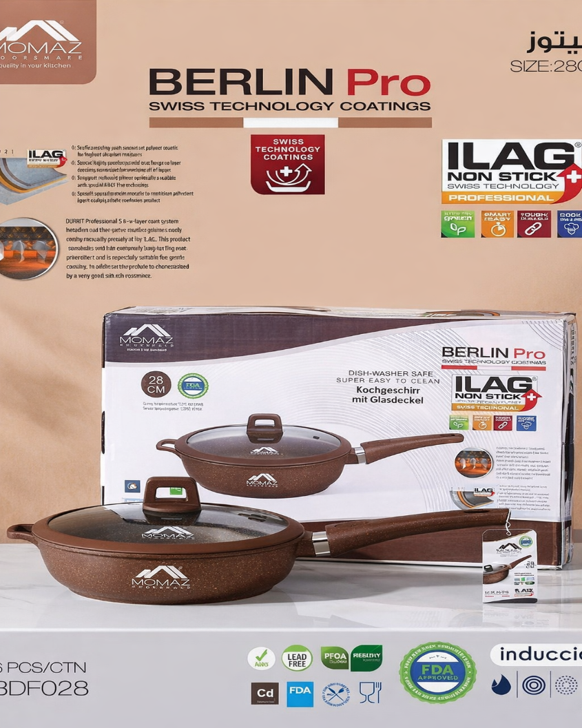 Momaz Berlin Pro Deep Fry Pan with Glass Lid – 28 cm