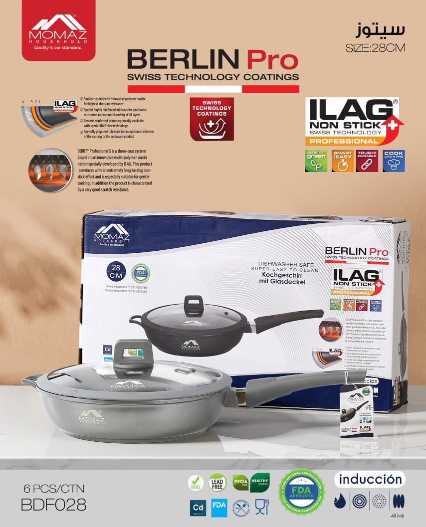 Momaz Berlin Pro Deep Fry Pan with Glass Lid – 28 cm