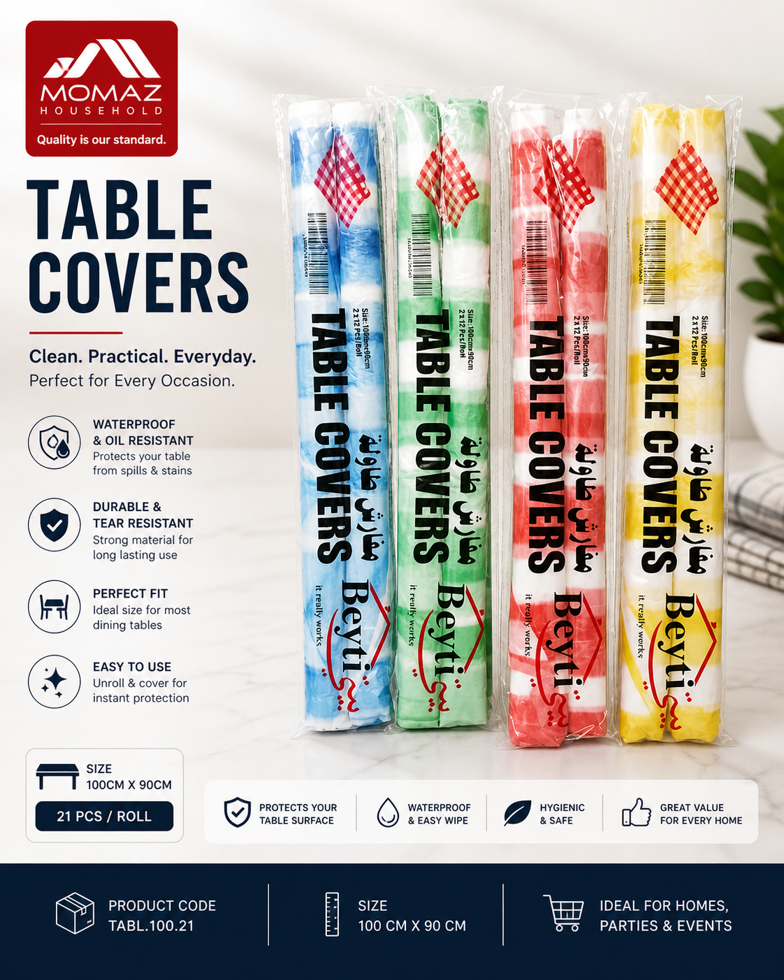 MOMAZ Table Covers Roll – 2x 12 Pcs