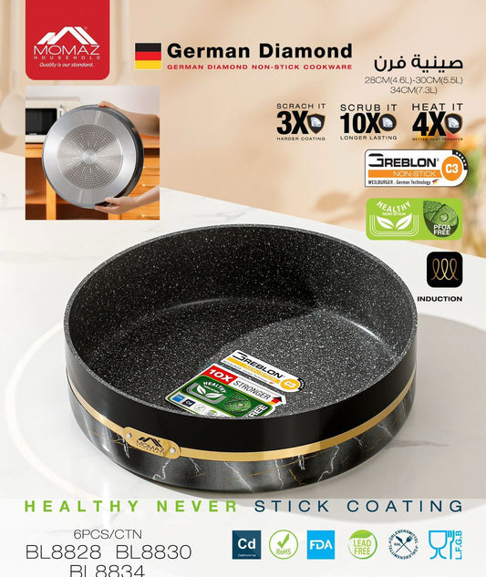 Momaz German Diamond Oven Pan – Non-Stick Induction Baking Tray (28CM / 30CM / 34CM)