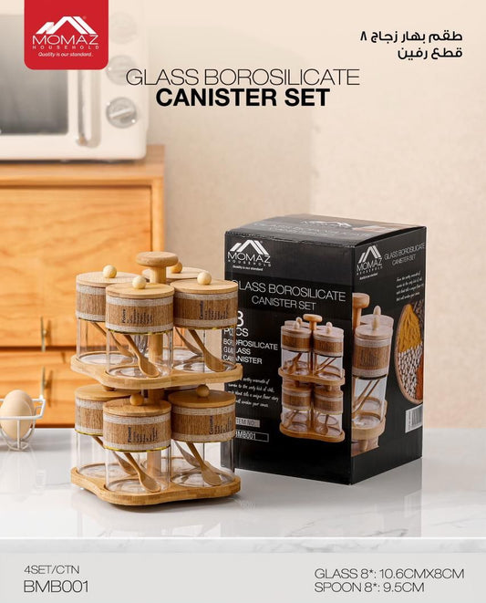 Momaz Glass Borosilicate Canister Set – 8 Pieces – BMB001