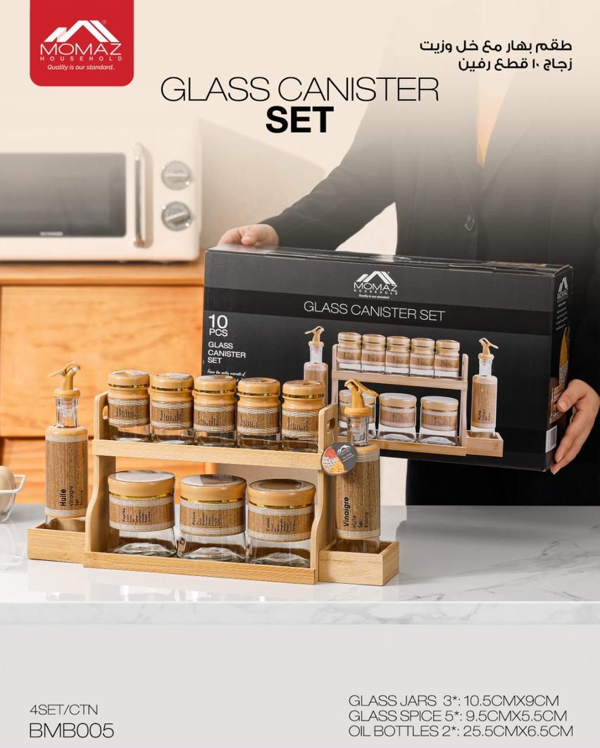Momaz Glass Canister Set – 10 Pieces – BMB005