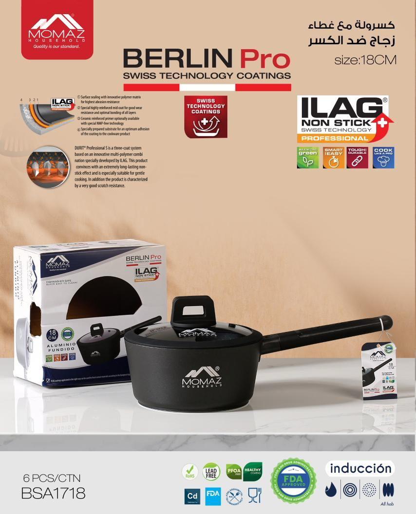 Momaz Berlin Pro Saucepan with Glass Lid – 18 cm