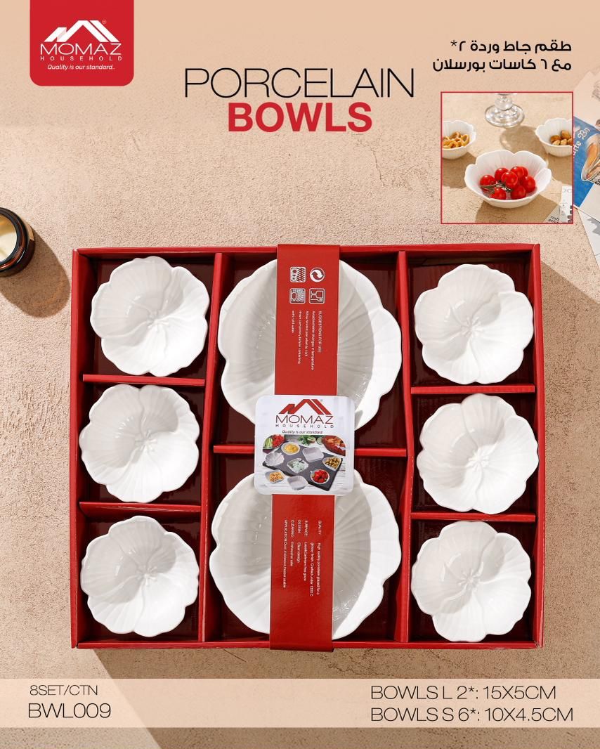 Momaz Porcelain Bowls Set – 8 Pieces (BWL009)