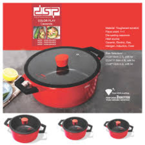 DSP Casserole Pot – Non-Stick Cookware (24cm) | Model: CA002-B24-RED