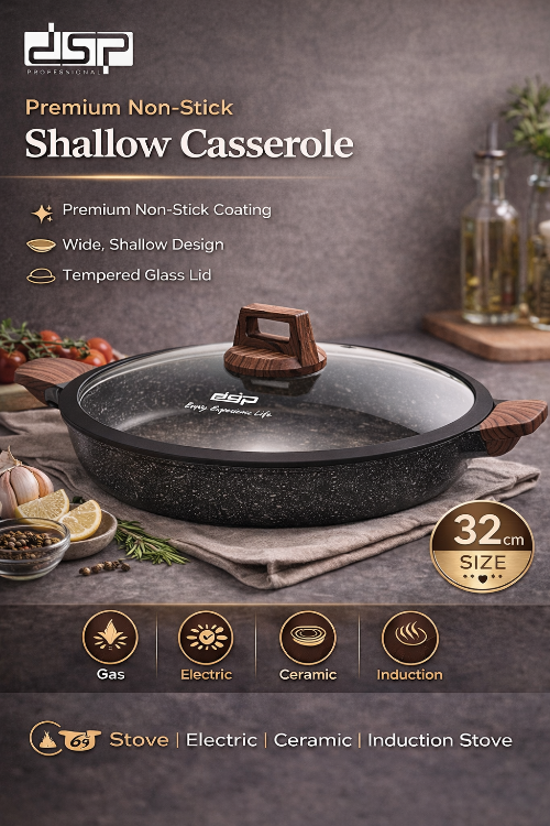 DSP Shallow Casserole – Premium Non-Stick Cookware (32cm)