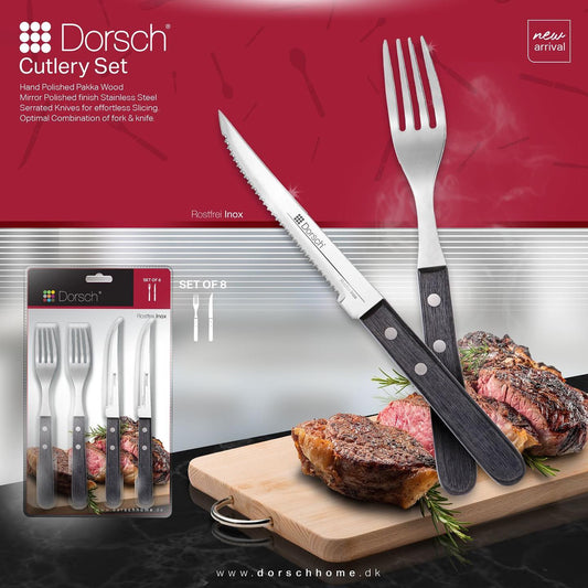 Dorsch Cutlery Set Stainless Steel with Pakka Wood Handles