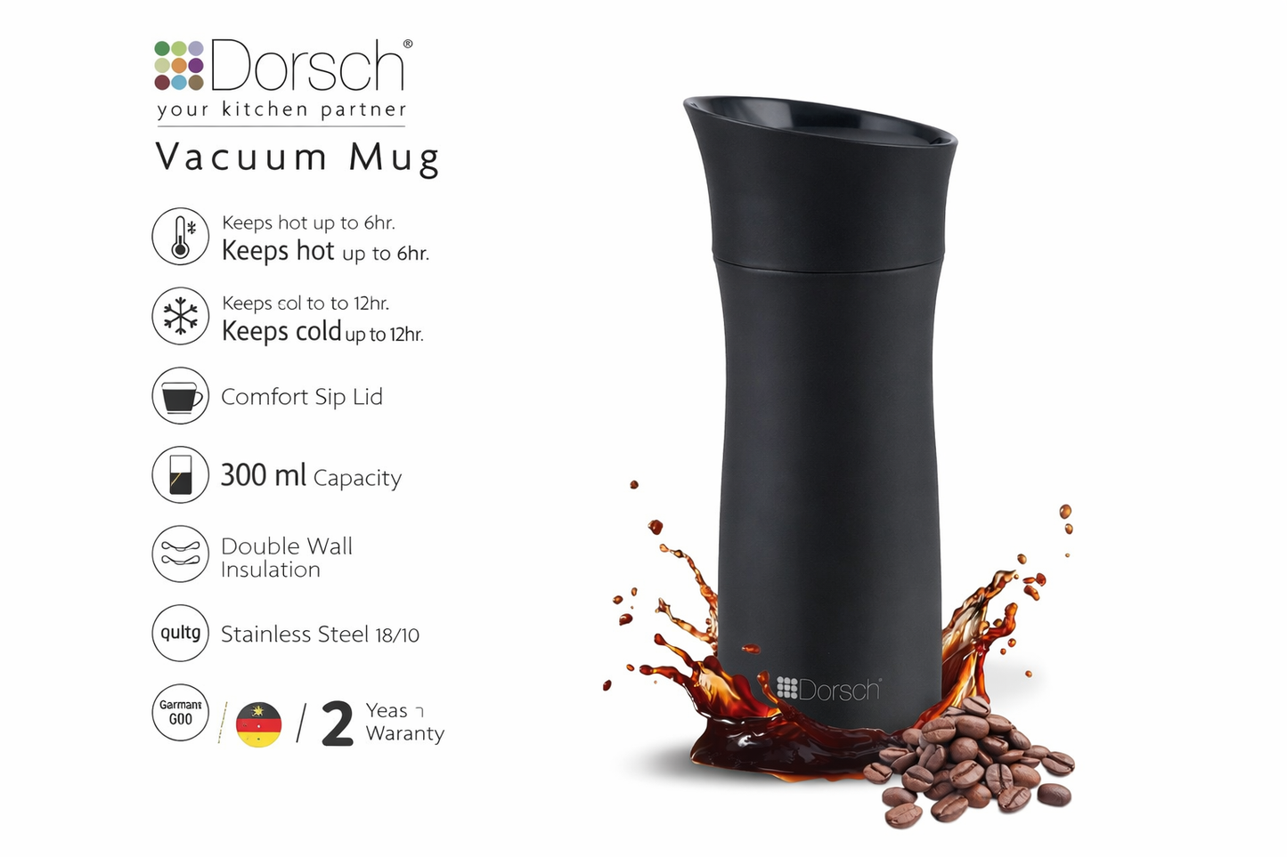 Dorsch Travel Mug 300ml – Double Wall Stainless Steel