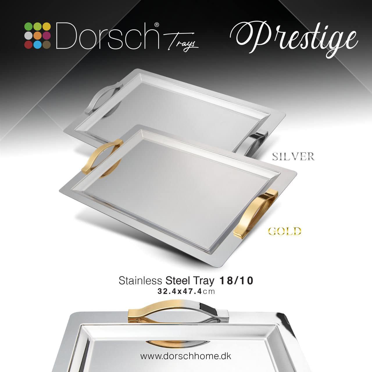 Dorsch Tray – Stainless Steel 18/10 Size: 32.4 × 47.4 cm