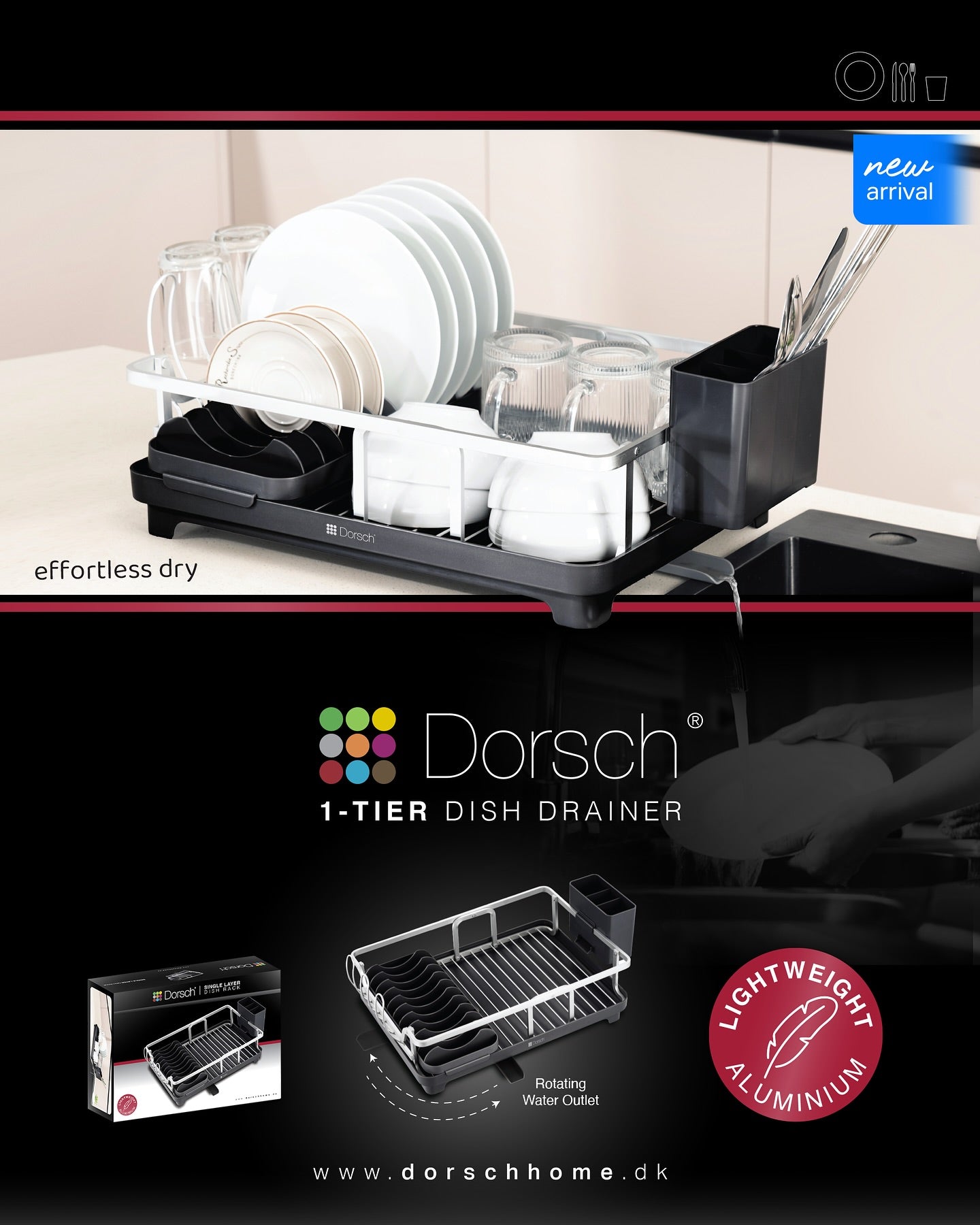 Dorsch® 1-Tier Dish Drainer