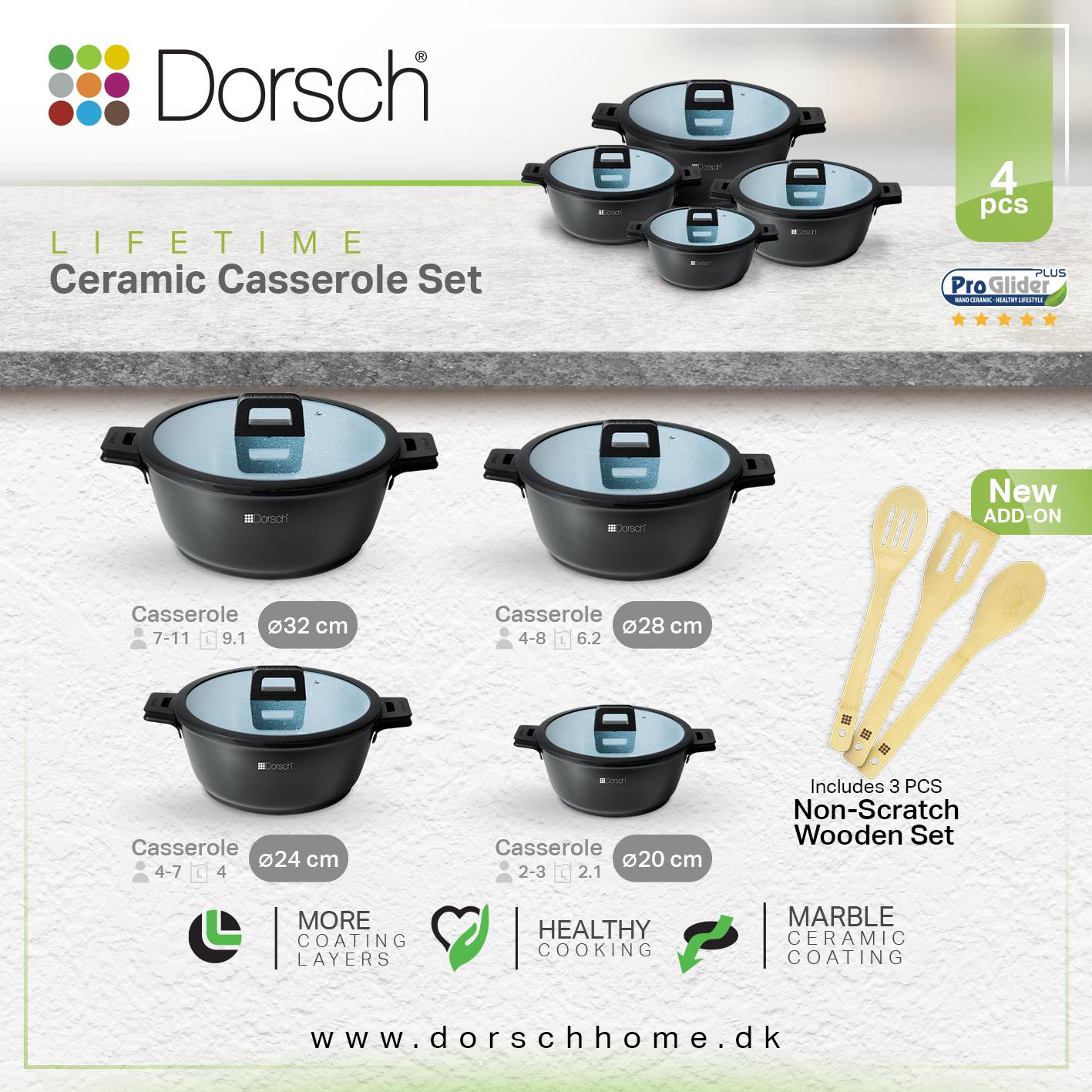 Dorsch Lifetime Series – Ceramic Casserole Set (4 PCS)