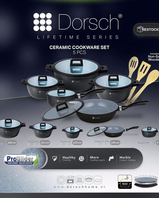 Dorsch Lifetime Series – Ceramic Cookware Set (5 PCS)