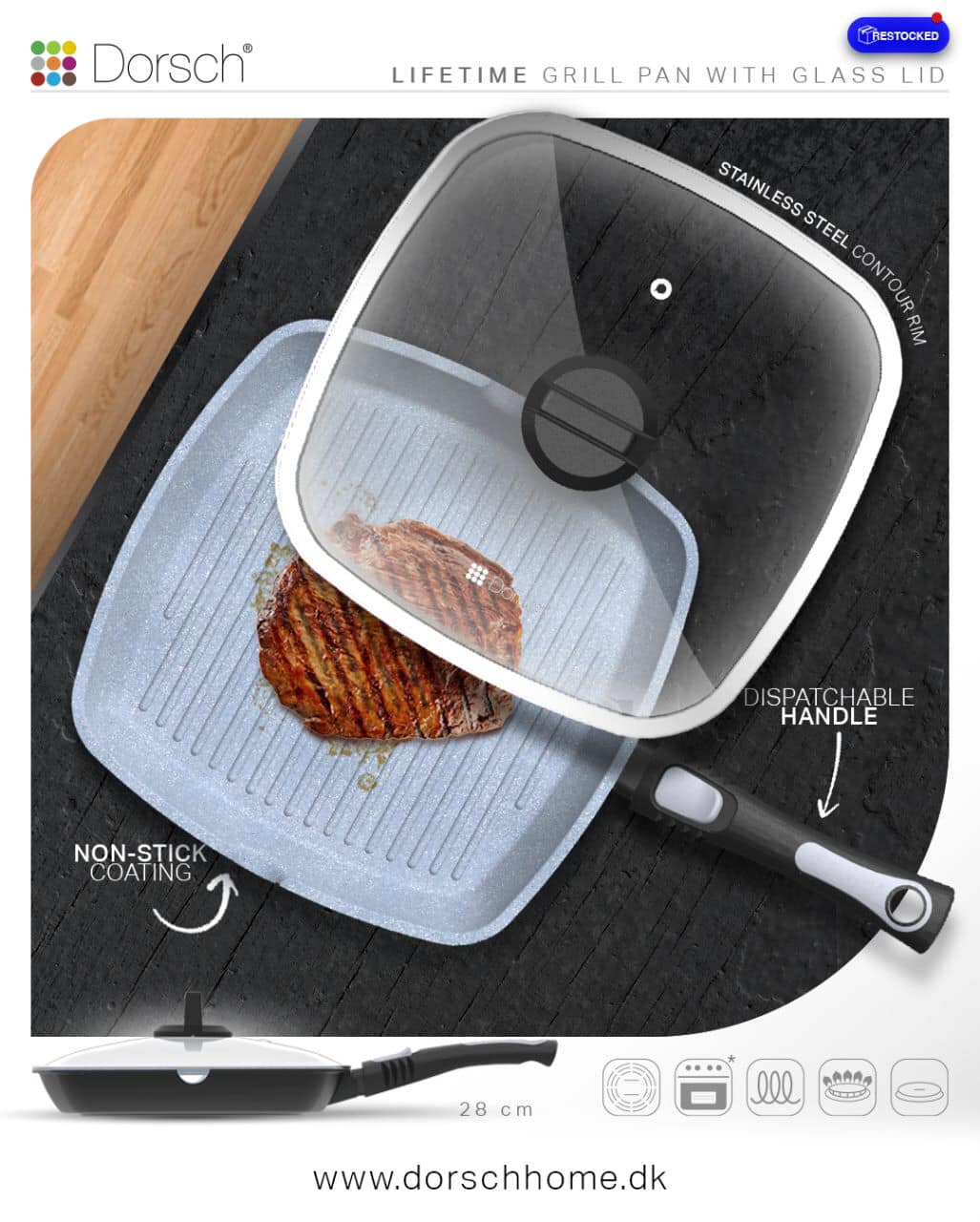 Dorsch Grill Pan with Lid – 28 cm