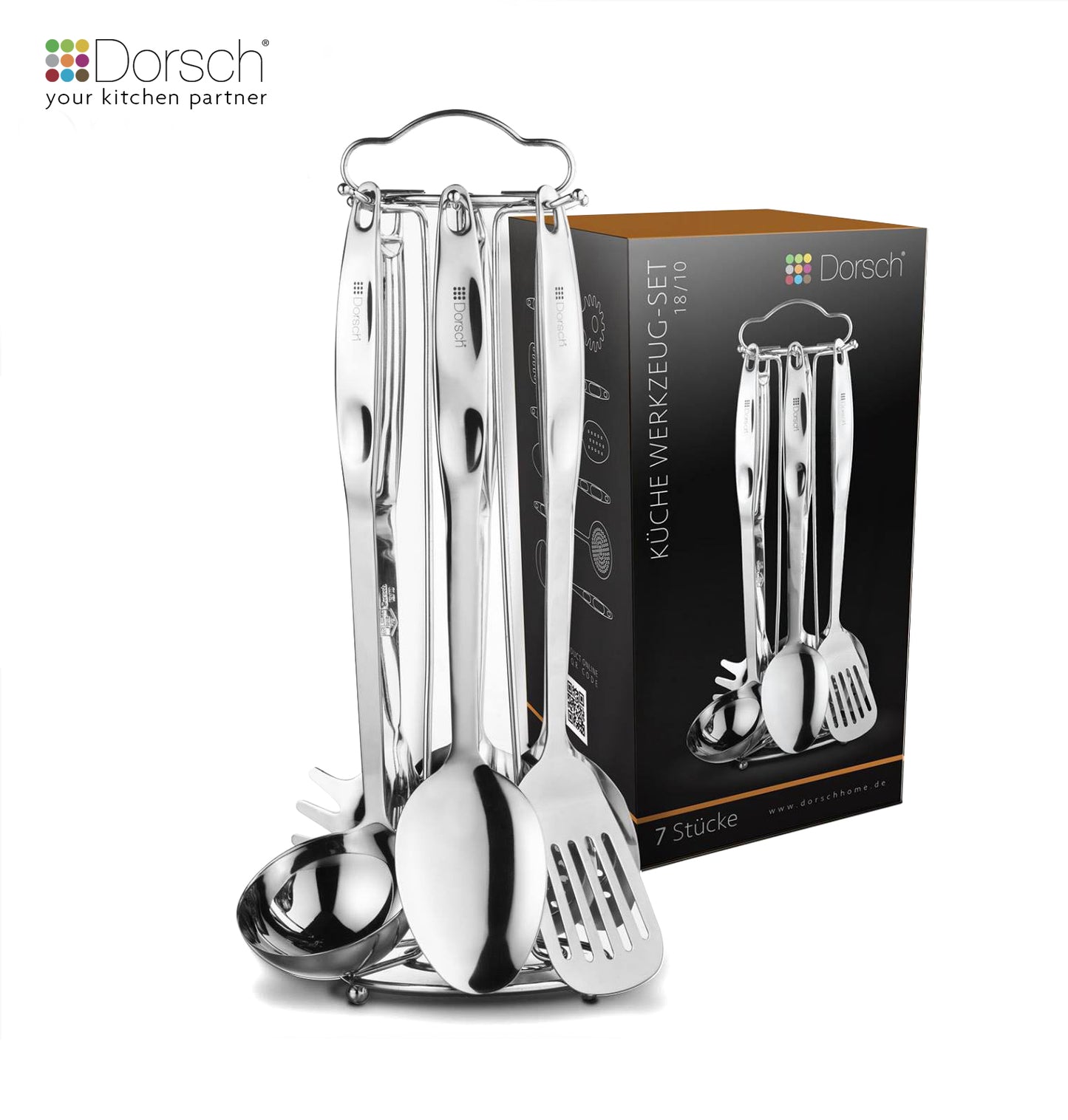 Dorsch Kitchen Tools Set – Stainless Steel  7 Pieces + Stand
