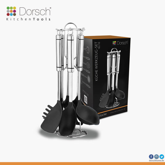 Dorsch Heat-Resistant Silicone Kitchen Tools Set  7 Pieces + Stand