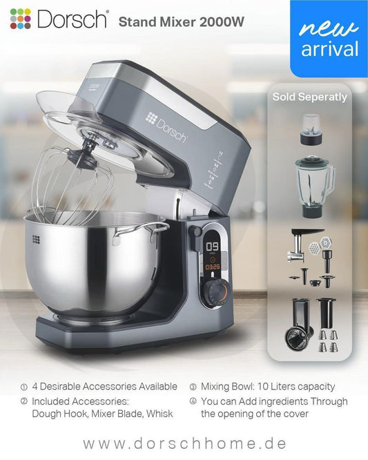 Dorsch Stand Mixer – 2000W (10L Professional Mixer | Made in Germany)