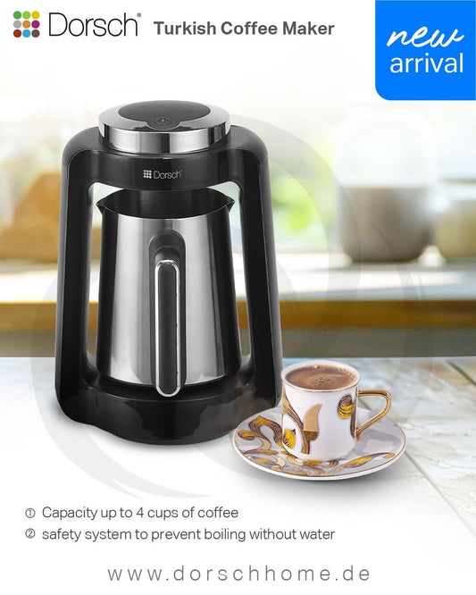 Dorsch Turkish Coffee Maker 400 Watt - 4 Cups Capacity - 1 Touch
