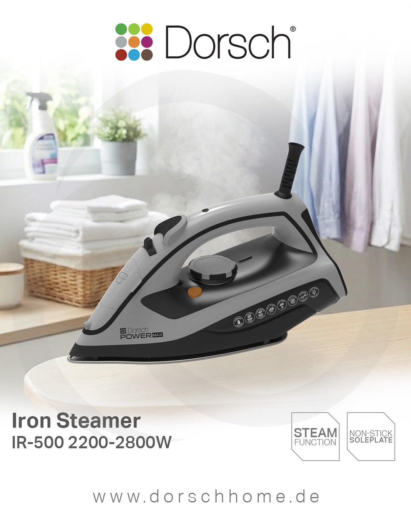 Dorsch Power Max Steam Iron – IR-500 | 2200–2600W