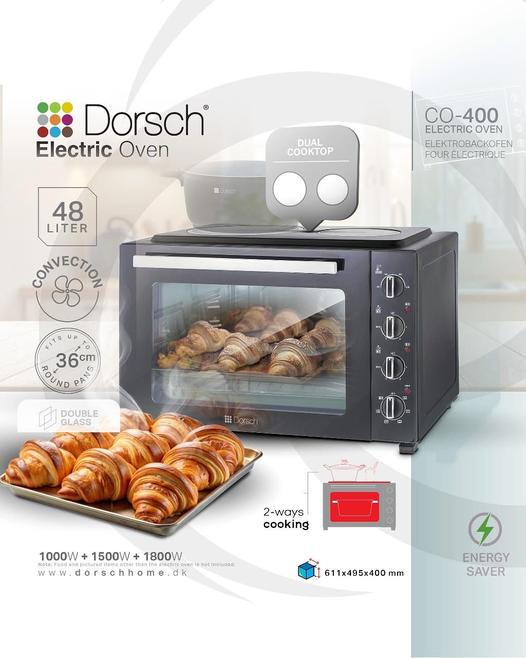 Dorsch Electric Oven With Hob 48L 1000+1500+2000W
