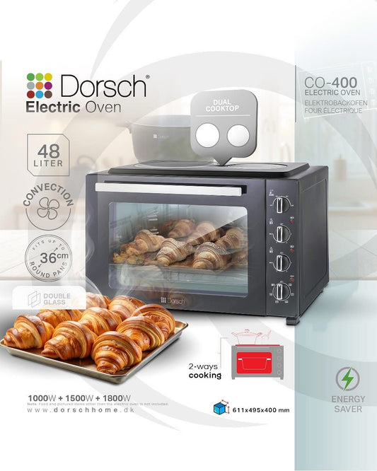 Dorsch Electric Oven With Hob 48L 1000+1500+2000W