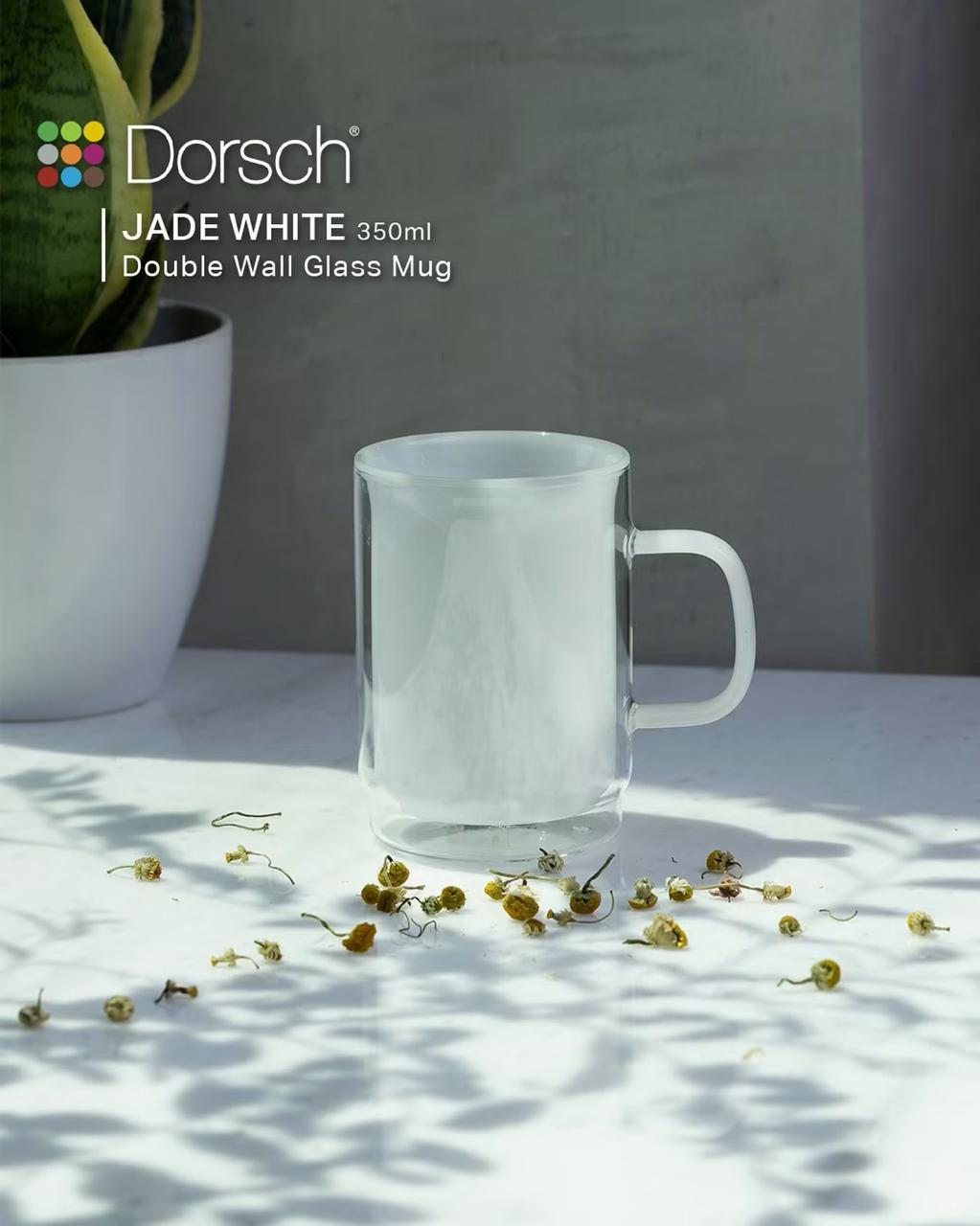 Dorsch Jade White Double Wall Glass Mug – 350ml