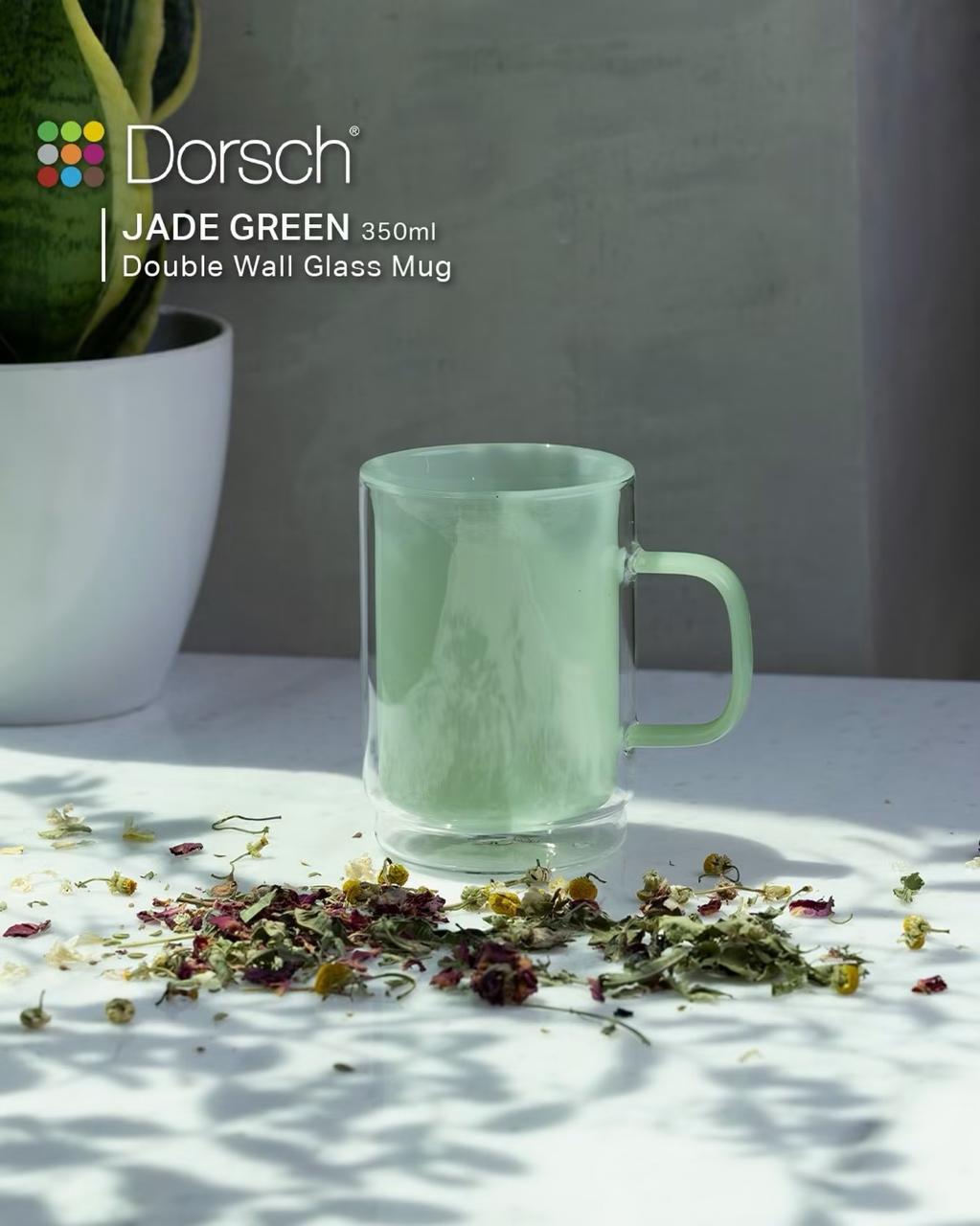Dorsch Jade Green Double Wall Glass Mug – 350ml