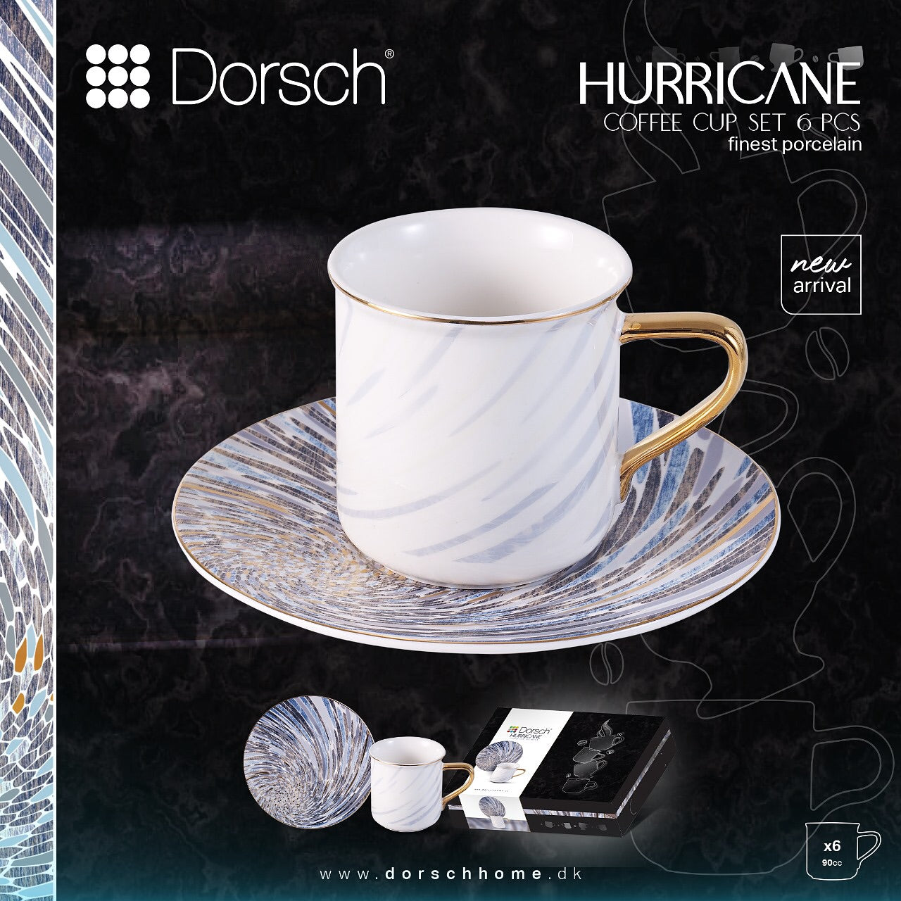Dorsch Coffee Cup Set of 6 | 6 Matching Saucers