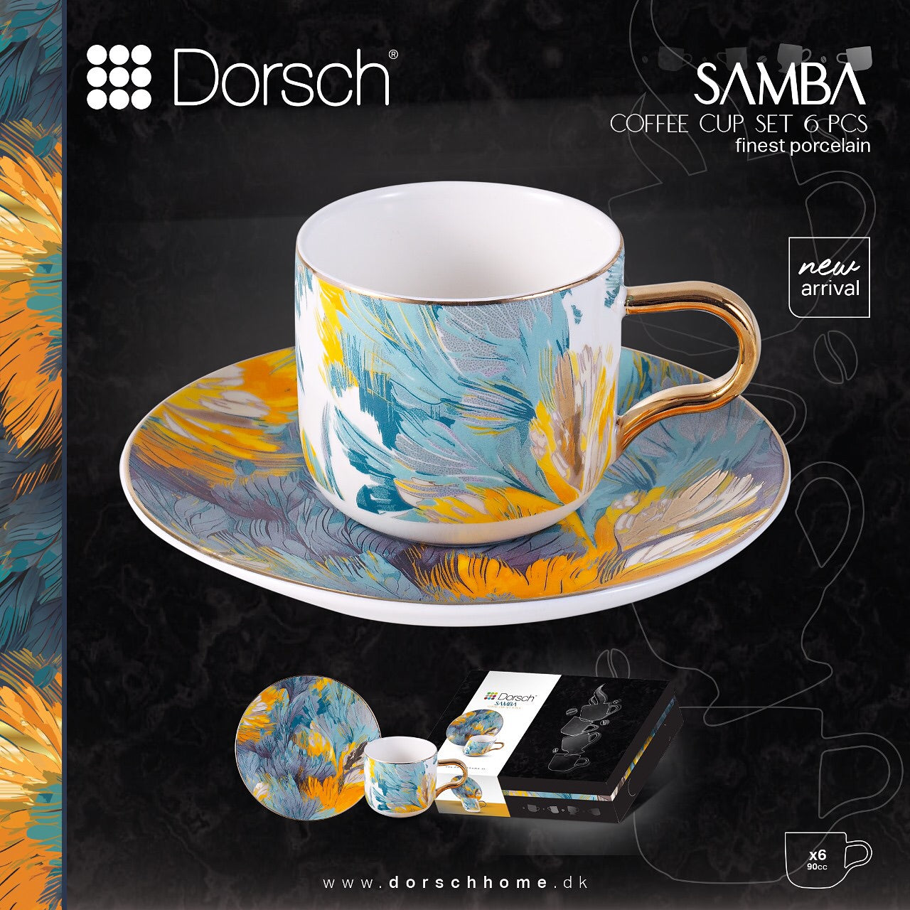 Dorsch Coffee Cup Set of 6 | 6 Matching Saucers