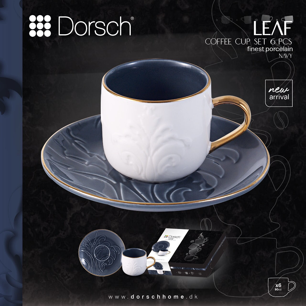 Dorsch Coffee Cup Set of 6 | 6 Matching Saucers