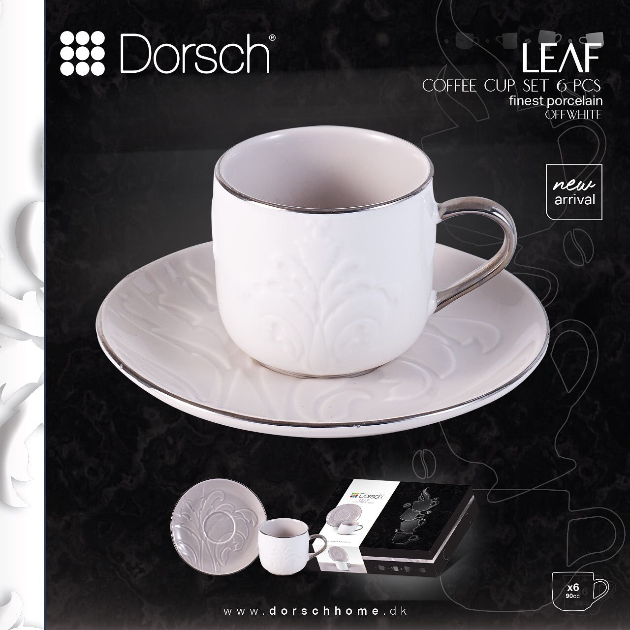 Dorsch Coffee Cup Set of 6 | 6 Matching Saucers