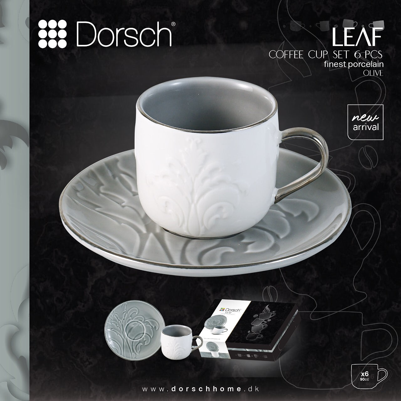 Dorsch Coffee Cup Set of 6 | 6 Matching Saucers