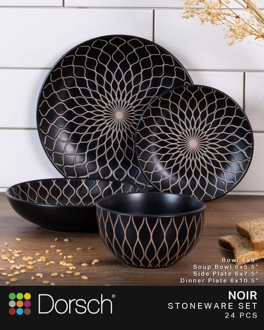 Dorsch Noir Porcelain Dinner Set – 24 Pieces