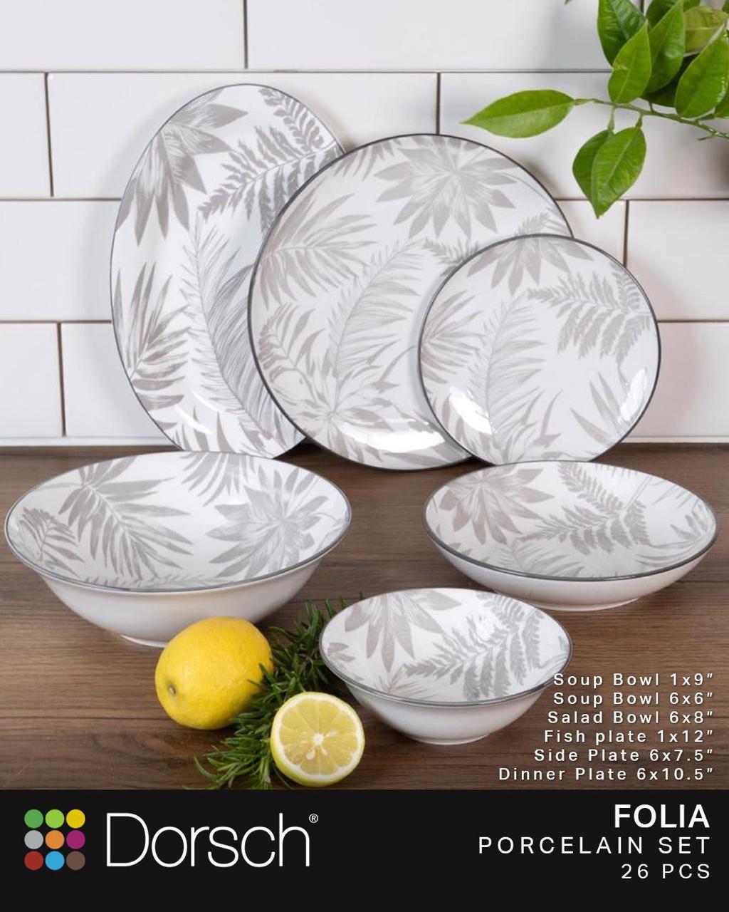 Dorsch Folia Porcelain Dinner Set – 26 Pieces