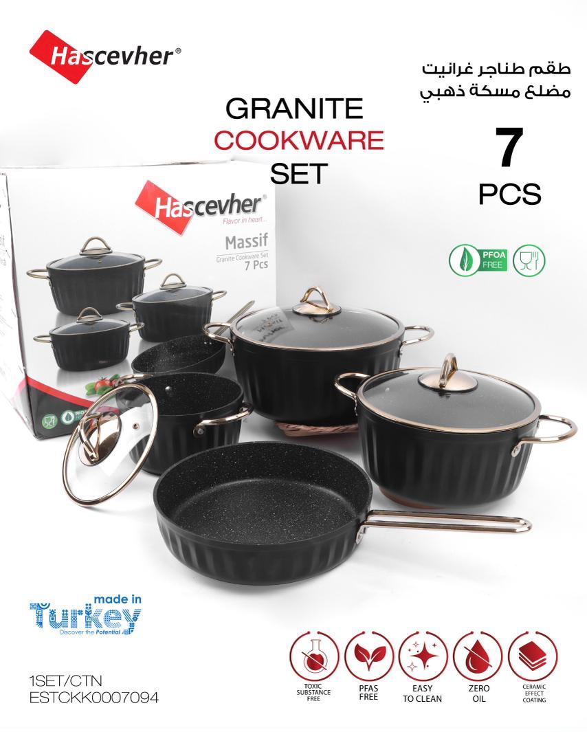 Momaz Hascevher Granite Cookware Set – 7 Pieces (Massif Series)