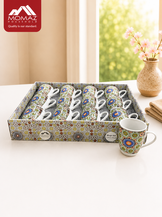 Momaz Porcelain Mug Set 12-Pcs