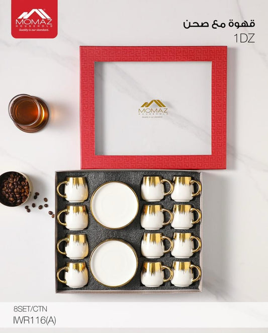 Momaz Royal Coffee Cups with Saucers Set – 12PCS (IWR116(A))