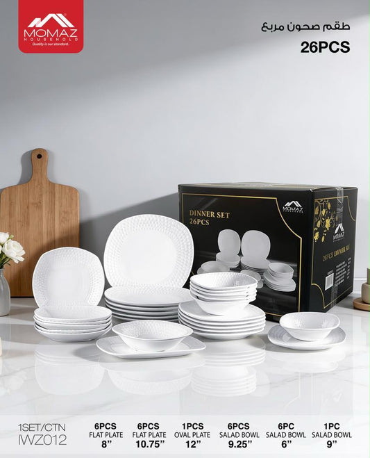 Momaz 26-Piece Square Porcelain Dinner Set