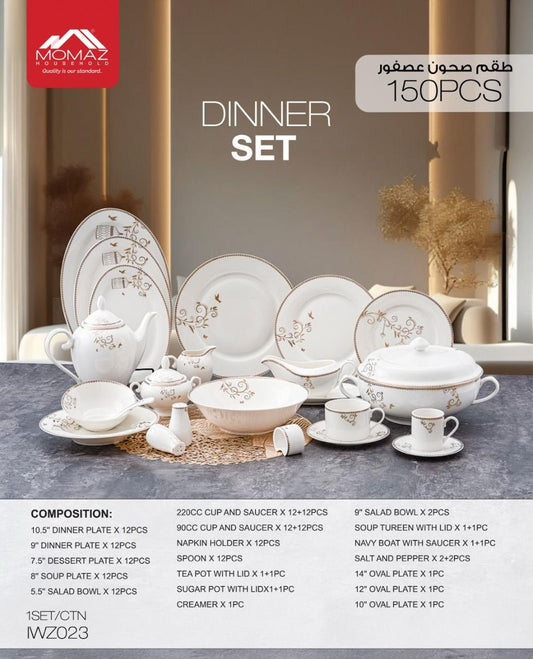 Momaz 150PCS Dinner Set – Elegant Bird Design (IWZ023)