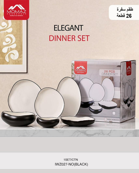Momaz Elegant Dinner Set – 26 Pieces – Code IWZ027-NO (Black)