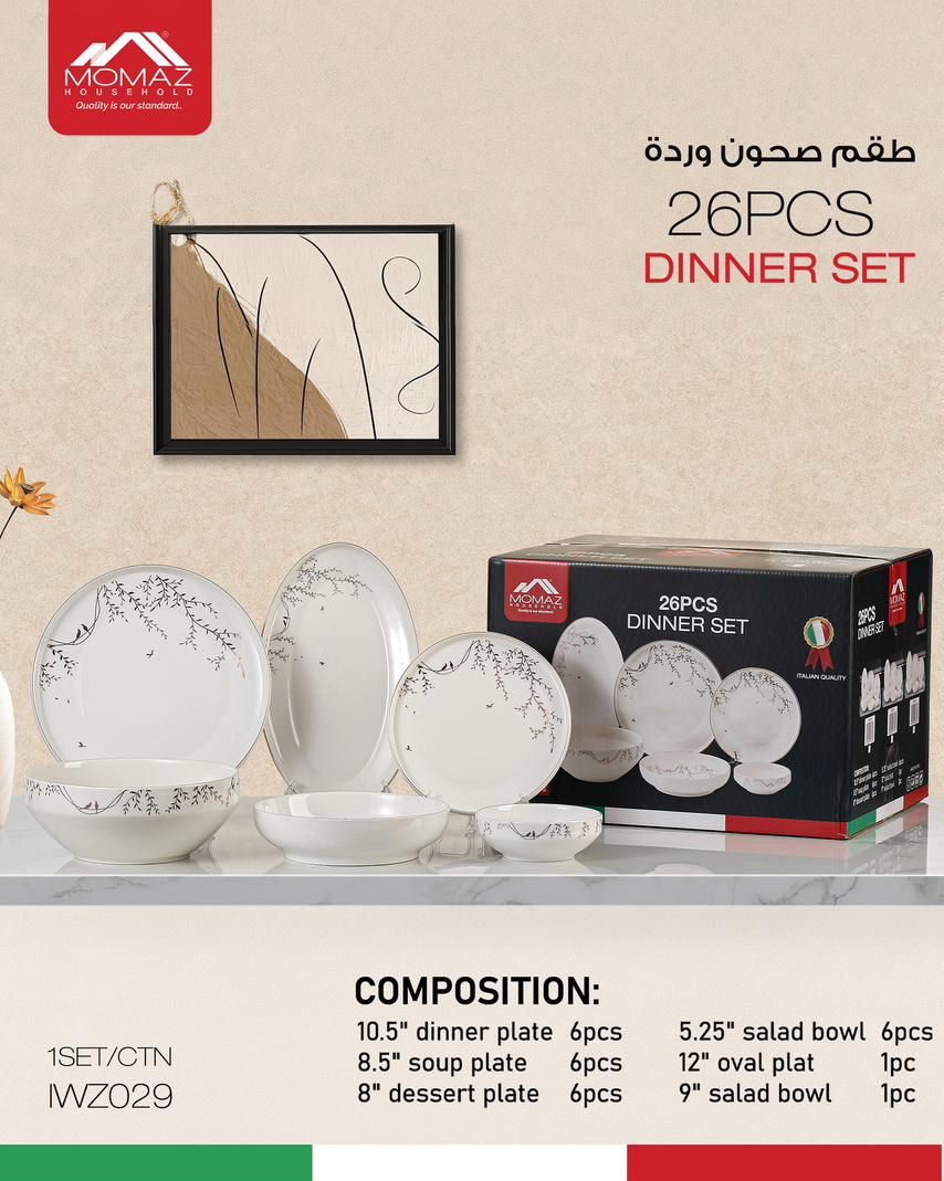 Momaz 26PCS Dinner Set – Elegant Floral Design