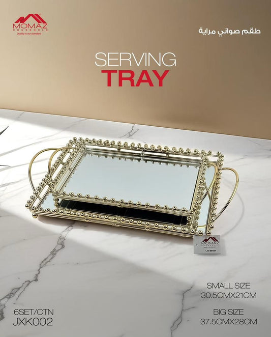 Momaz Mirror Serving Tray Set – Gold & Silver (JXK002)