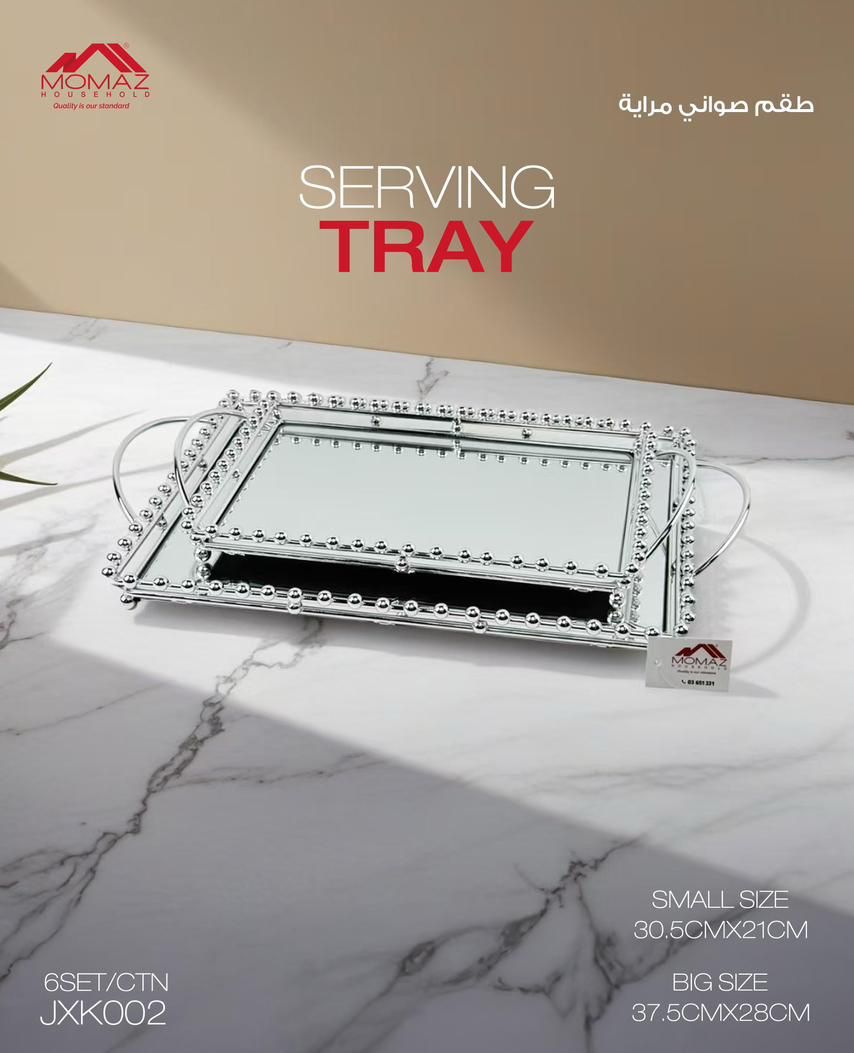 Momaz Mirror Serving Tray Set – Gold & Silver (JXK002)