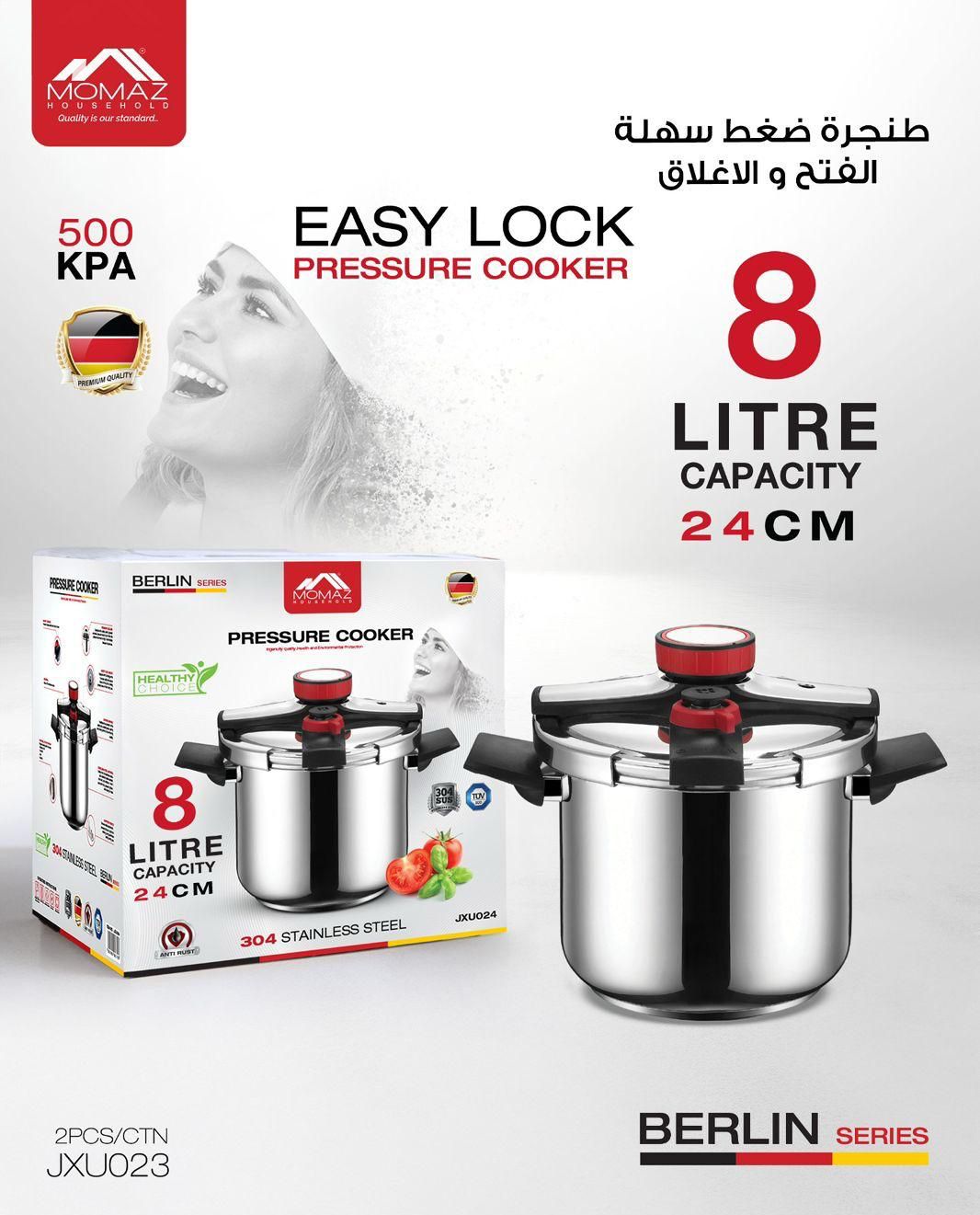 MOMAZ EASY LOCK PRESSURE COOKER – BERLIN SERIES | 8L & 10L