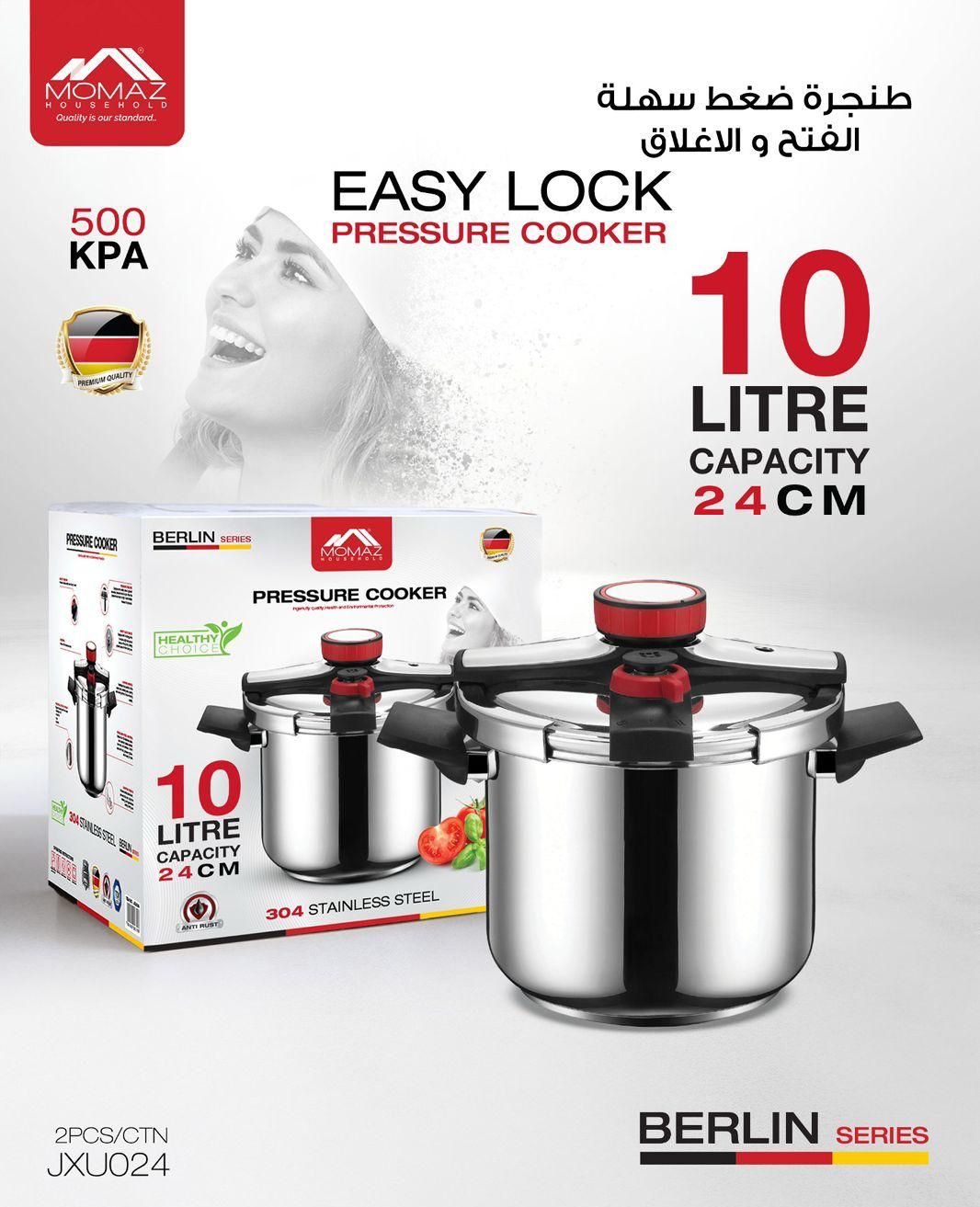 MOMAZ EASY LOCK PRESSURE COOKER – BERLIN SERIES | 8L & 10L
